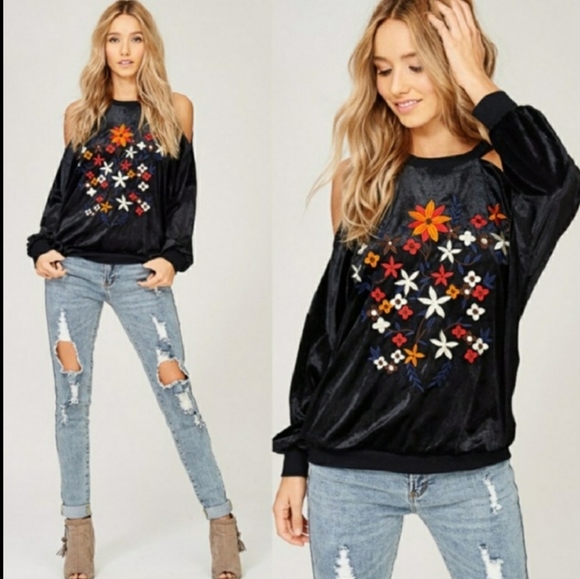 Tops - Final Sale! Velvet Cold Sholder Top - Last One! NWT